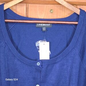 Lane Bryant Navy Blue Button Front Cardigan Sweater Plus Size 26 28